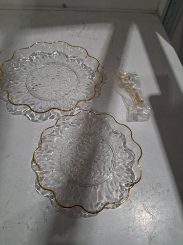 HAKEZILIO 2-tier Wave Ripple Plastic Cake Stand - 8" X 10.2" X 9.8" - GOLD /CLEAR (MODEL: HAKEZILIO13201) image 2