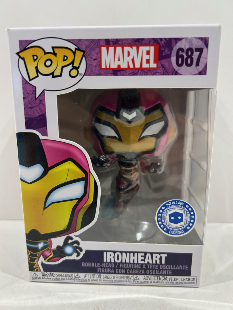 Funko pop! **pop in a box exclusive** Marvel - ironheart bobble head (#687) image 2