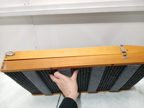 pawaboo adjustable foldable pet ramp with safety rails - 19" - 57" - 50lbs max - walnut/brown/grey (model : 	AESRDF) image 4