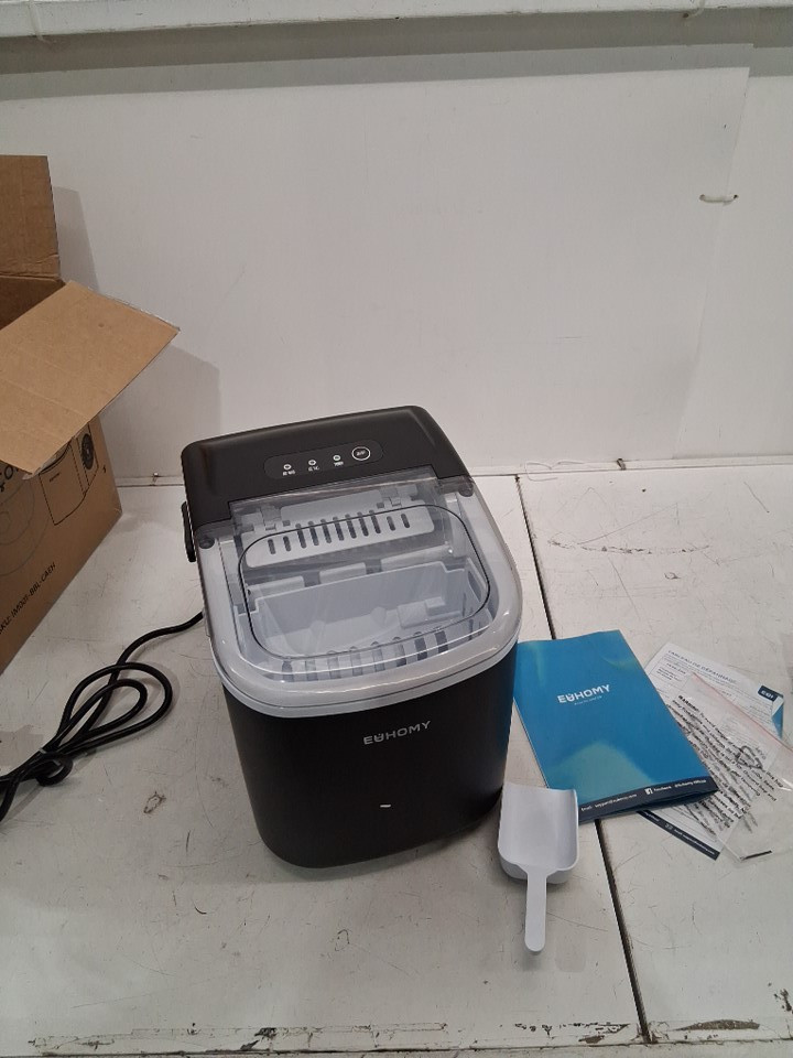 EUHOMY Countertop Ice Maker Machine with Handle, Basket and Scoop - MAKES 26LB/Day - BLACK (MODEL: im-06d/IM001-Bbl-CAEH) image 3