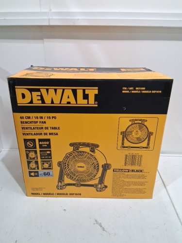 DEWALT 360° ADJUSTABLE TILTING AIRFLOW FLOOR FAN WITH 3-SPEED - 4000 CFM MAX - 16" - YELLOW / BLACK (MODEL : DXF1616/ 9631000) image 2
