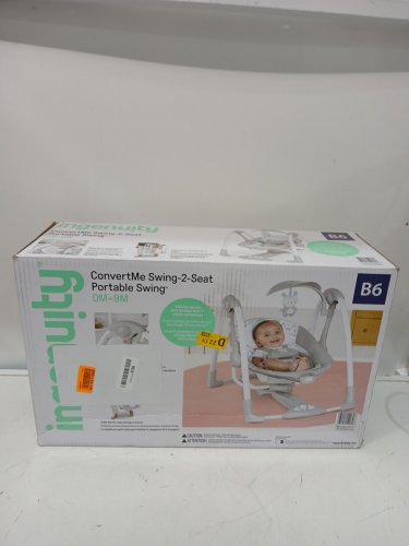 INGENUITY CONVERTME SWING-2-SEAT corded PORTABLE SWING - OM to 9M - RAYLAN FASHION / grey (MODEL: 12189-es) image 2