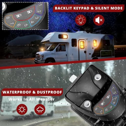 RAMKLE RV Keyless Entry Door Lock - for Caravan, Travel Trailer, Bus, Yacht - BLACK image 3