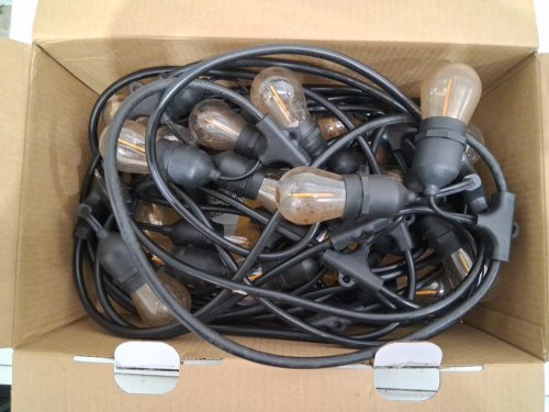 feit electric weatherproof led 24-light string lights with 2 spare lightbulbs - 48ft - black (model: 1603293) image 3