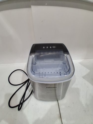 EUHOMY COUNTERTOP ICE MAKER MACHINE WITH HANDLE, BASKET AND SCOOP - MAKES 26LBS PER DAY - STAINLESS STEEL - (MODEL: IM001-BSI-CAEH / IM-06S) image 3