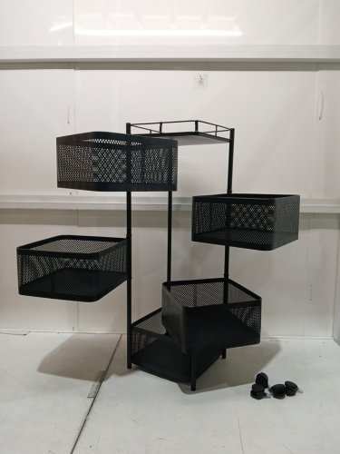 garvee 5-Tier Square Metal Mesh Vegetable FRUITS KITCHEN Rack TROLLEY WITH WHEELS - 10.2" X 10.2" X 37.6" - BLACK(MODEL: PHK_33DHQPXH) image 4