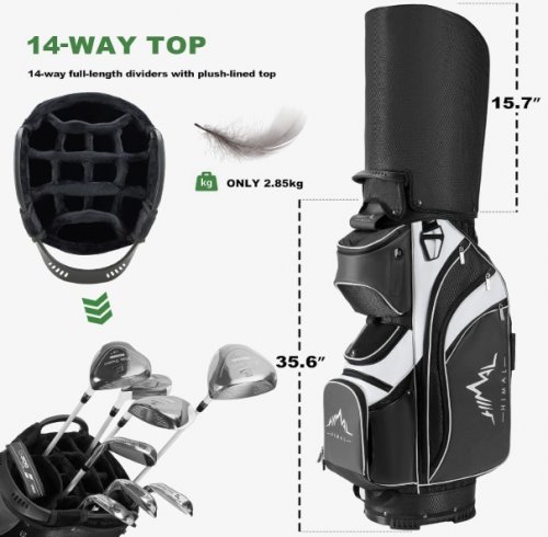 Himal 14-Way Golf Cart Bag  - 35.6" - black/white image 2