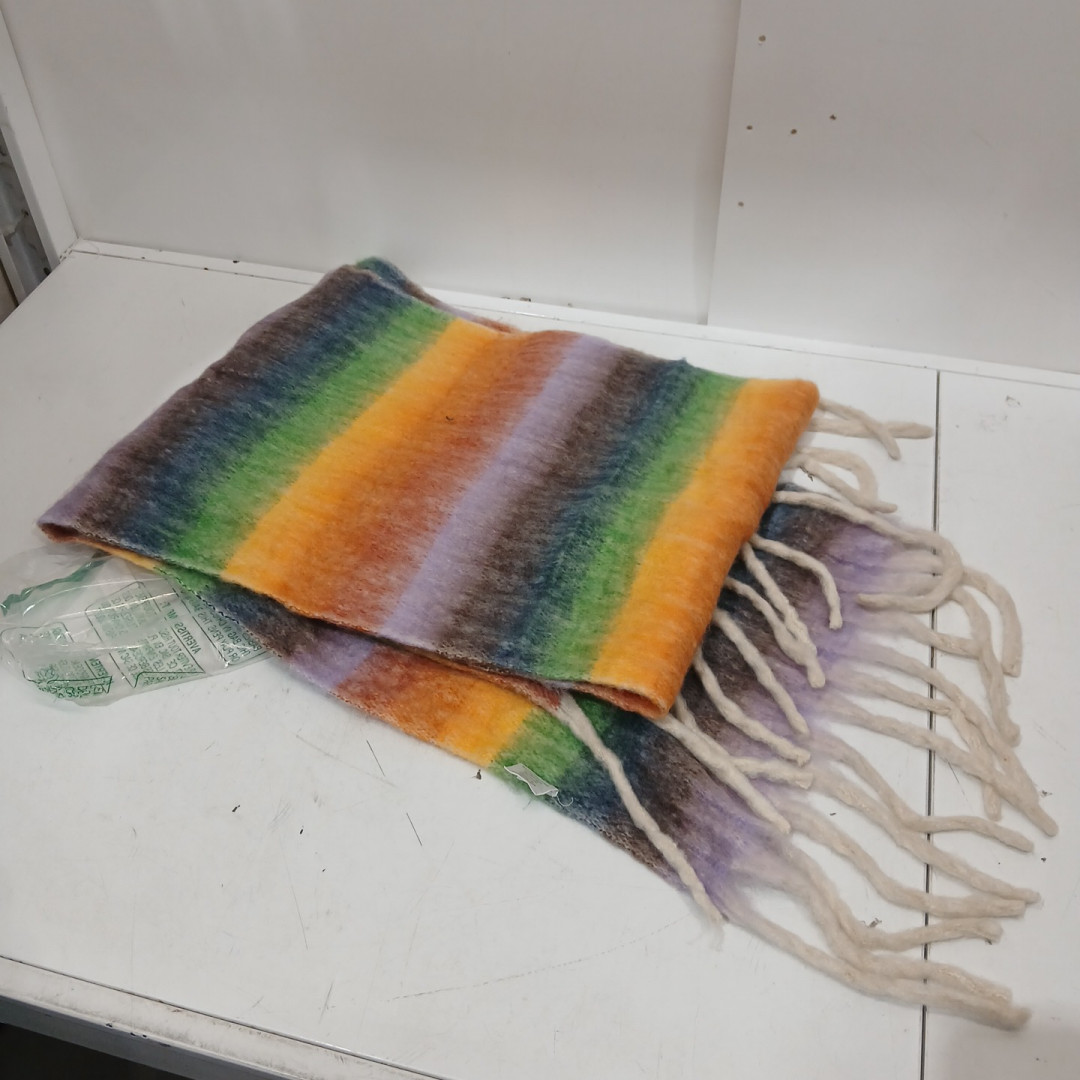POLYESTER RAINBOW STYLED SCARF WITH TASSELS - MULTI COLOR image 2