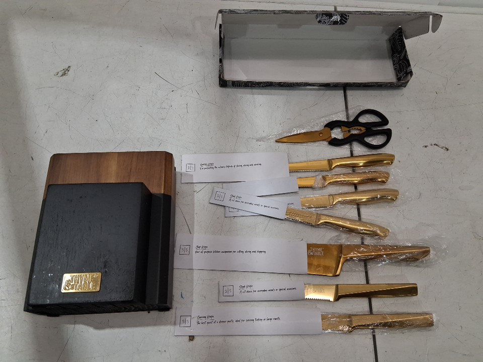 9pc thyme & table knife block set - gold (mode : tt0976r-thy) image 4