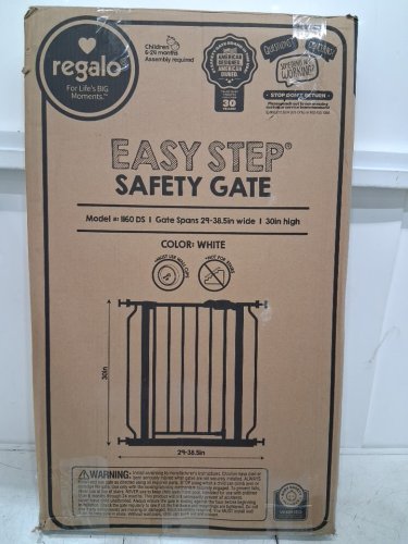 REGALO EASY-STEP METAL WALK-THROUGH SAFETY GATE, 30" X 29'' - 38.5'' - WHITE (MODEL: 1160DS) image 4