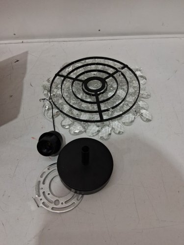 Modern Flush Mount Light Fixture Crystal Chandelier - 9.5" Diameter - Black image 3