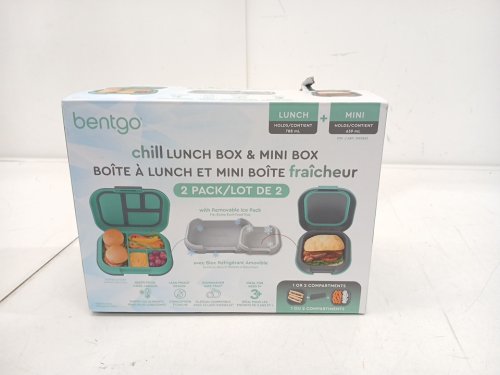 2PC BENTGO CHILL LUNCH BOX AND MINI BOX CONTAINERS WITH ICE PACKS - GREEN/GREY (MODEL: 1997883) image 2
