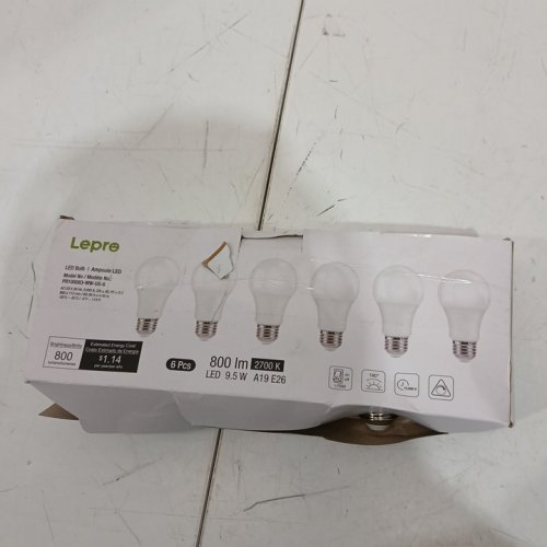 6PK LEPRO DIMMABLE LED LIGHT BULBS - 9.5W - 2700K- 800lm - bright white (MODEL: PR100083-WW-US-6) image 2