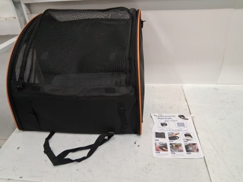 Foldable vented soft pet crate for car travel - small - orange/black image 3