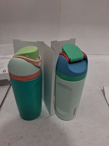 2pk Owala FreeSip Stainless Steel Water Bottles with straws - 16oz - blue/green (model: 2856617) image 3
