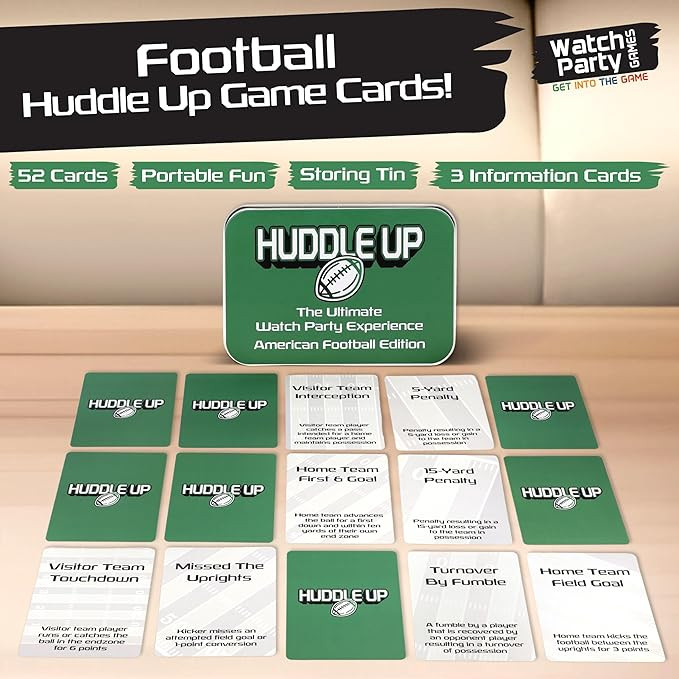 55PC Huddle up The ultimate watch party experience card game - American football edition  for all ages - 1-12 players image 3