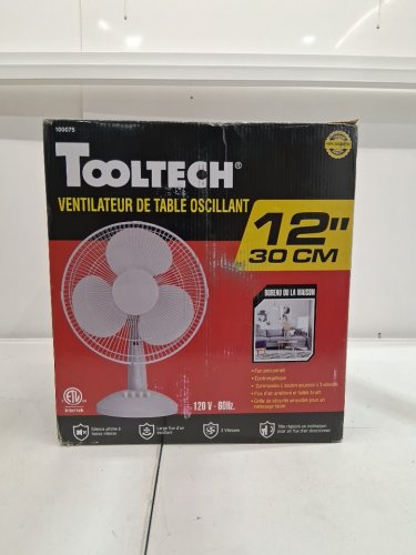 tooltech 3-speed oscillating desk fan - 12" - white (model: 100075) image 4