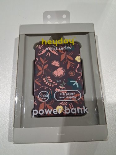 Heyday power bank with LED power level display and charge cable - DC 5V - 2.1A Output - 5000mAh - Dark Purple - Allie - (model: 080 08 1252) image 2