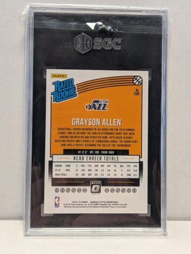 GRAYSON ALLEN NBA JAZZ ROOKIE CARD - SGV MINT PLUS 9.5 - 2018-219 DONRUSS OPTIC #156 image 3