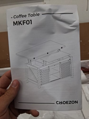 choezon farmhouse folding lift-top coffee table with sliding door storage - 40" x 40" - white/walnut - (model: mkf01wl) image 13