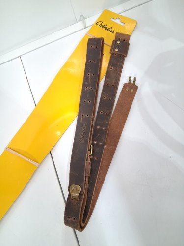 Deluxe buffalo leather sling with riveted military hooks - brown (style: 2747213) image 2