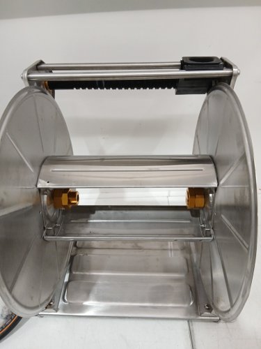 Stainless steel Wall Mounted manual Garden Hose Reel - holds 150ft 5/8" hose - silver (MODEL: ‎HL-SW-8E) image 7