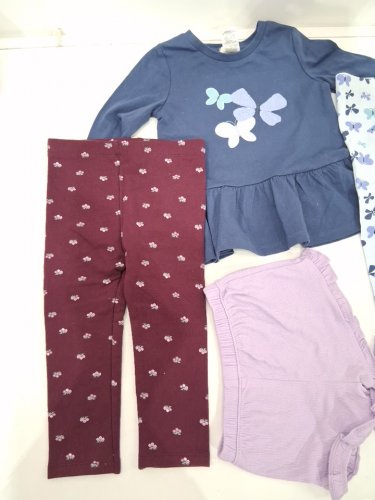 5 assorted baby CLOTHES - LONG SLEEVE TOP, LONGPANTS, SHORTS - 24m - BLUE/PURPLE/BURGUNDY image 2