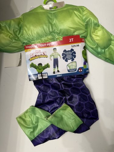 2PC TODDLER JAZWARES COSTUME PLAY SPIDEY AND HIS FRIENDS HULK COSTUME - 2T - GREEN/PURPLE/BLACK image 2
