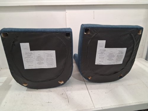 2pk upholstered farmhouse style wooden dining chair - blue image 5