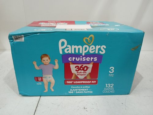 132PK PAMPERS CRUISERS 360° GAP-FREE FIT disposable baby DIAPERS - SIZE 3 (16-28LBS) image 2