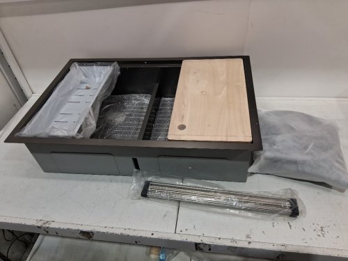 DWALE Stainless Steel Undermount Workstation Kitchen Sink with Cutting Board, Draining Basket and Dish-Drying Rack - brushed (model: SC-8355S) image 5