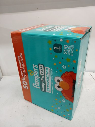 200PK PAMPERS BABY DRY ULTRA, FRAGRANCE FREE - SIZE 1 - ELMO image 2