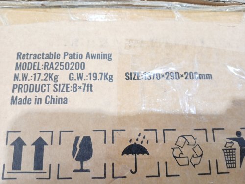 retractable outdoor awning with adjustable angle - 8ft x 7ft - beige (model: ra250200) image 8