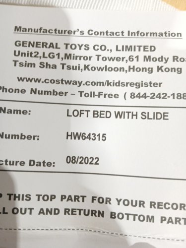 Costway Low Sturdy Loft Bed With Slide - Twin - White (Model: HW64315WH) image 6
