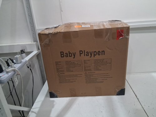 bestgame 14-panel portable foldable baby playpen - 54.7" x 54.7" x 23.3" - grey/white image 2