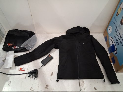 women's nexgen heat ruffled soft-shell heated hooded jacket, rechargeable 10,000 mah batterie -extra SMALL - BLACK image 2