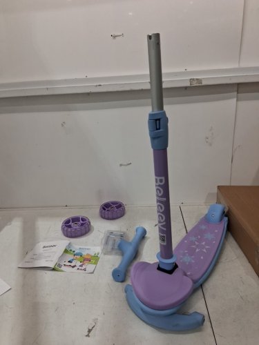 KIDS BELEEV 3 WHEEL SCOOTER - HEIGHT ADJUSTABLE - PURPLE/BLUE - (MODEL : BE082) image 3