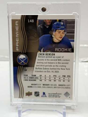 UPPER DECK 2023-24 PREMIER ROOKIE ZACH BENSON LIMITED EDITION #172/199 CARD (#148) image 3