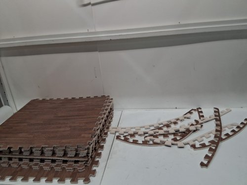 12PK YES4ALL Interlocking Exercise Foam Mats - 12" x 12" - DARK OAK WOOD - (MODEL: EWUN) image 3