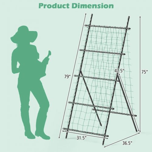 August Grove Cathalene Folding Garden Trellis - 31.5" x 75" - Black (Model: ATCL-HYB-FBA-02A) image 2