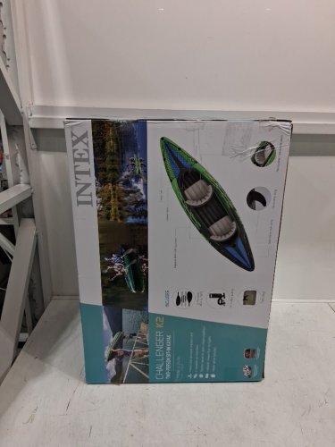 INTEX CHALLENGER INFLATABLE CANOE KAYAK WITH 2 ALUMINUM OARS and pump - 2-PERSON - 400LBs cap - GREEN/BLACK (MODEL: 68306EP) image 3