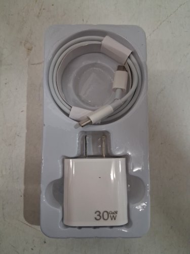 FAST CHARGING USB-C TO USB-C CHARGING CABLE & WALL BLOCK - 5FT 30W- WHITE image 2