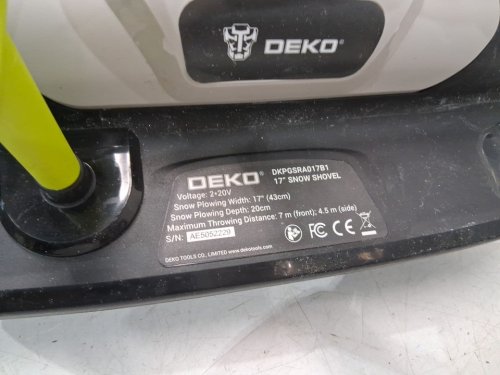 dekopro electric cordless snow shovel with 2 batteries and charger- 17" 40V- grey/green/black ( model: DKPGSRA017B1) image 8