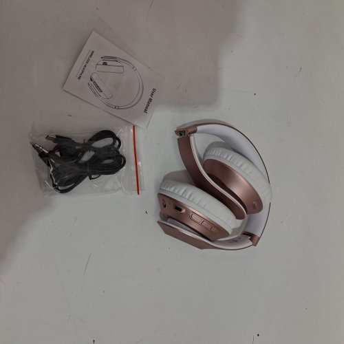 glynzak foldable wireless bluetooth headphones - 65H playtime, 6 EQ modes - rose gold/white (model: wh207a) image 4