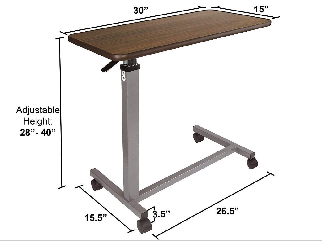 compass health ProBasics Non-Tilt Overbed Table -MAX 25LB -BROWN (model:im2412001737) image 2