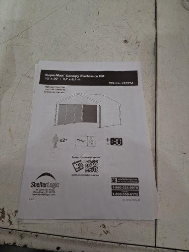 ShelterLogic Enclosure Kit for SuperMax Canopy - White - 100% Waterproof Seams - 12FT - 20FT - Cover Only (25774) image 10