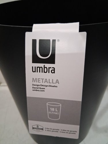 UMBRA METALLA PLASTIC TRASH CAN - 18L (4.75GAL) - black (MODEL: 082870-224-A61) image 4