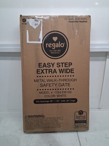 REGALO EASY STEP EXTRA WIDE METAL SAFETY GATE - 30" x 29"- 49" - WHITE (MODEL: 1164EwDS) image 2