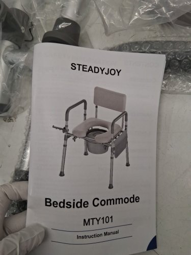 steadyjoy Bedside Commode Chair with Padded Seat and Backrest - 350lbs - (model: bc101/ mty101) image 6