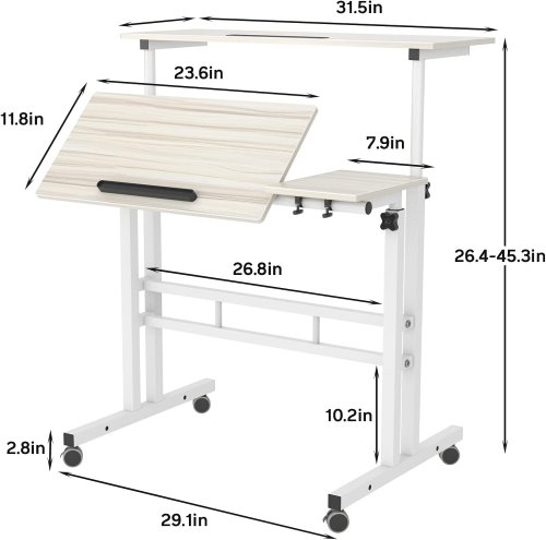 SDHYL Adjustable Laptop Standing Desk with Wheels - 31.5" - maple (model: 101-2MP) image 2